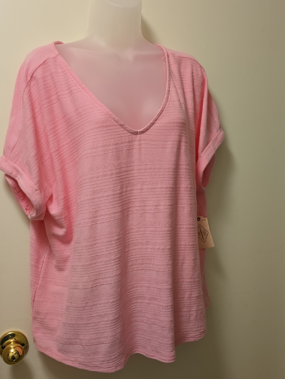 St. John's Bay Soft Pink V-Neck Textured Tunic